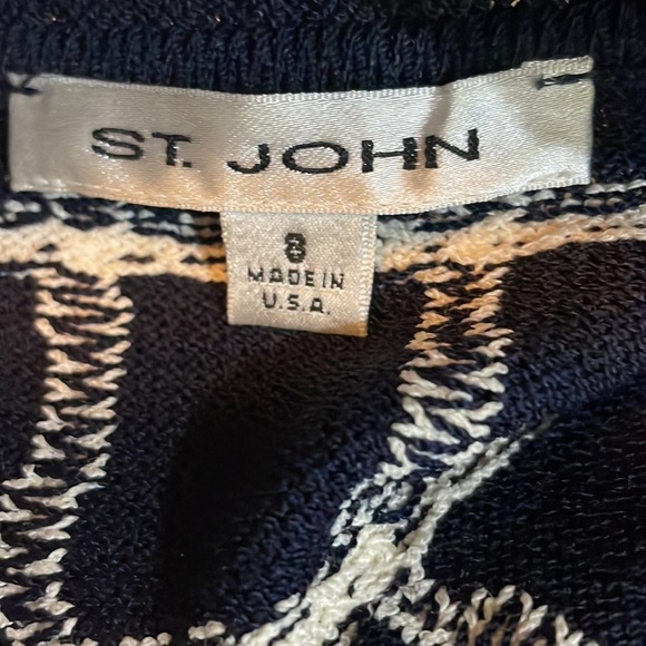 St. John Window Pain Women’s Size 8 Navy Blue White Sweater Jacket Zipper Front - Picture 6 of 8